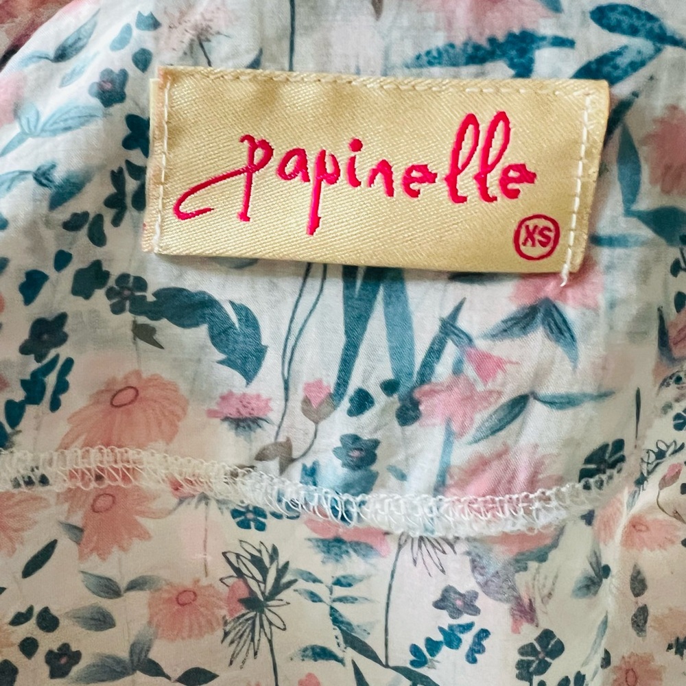 Floral Pink and Blue Silk & Cotton blend midi Robe - Picture 5 of 7